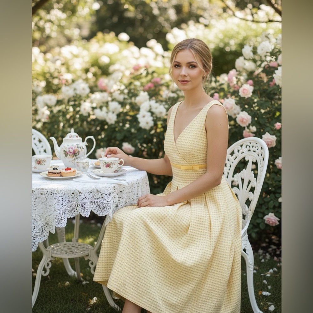 Liz Claiborne Yellow Sleeveless Midi Dress